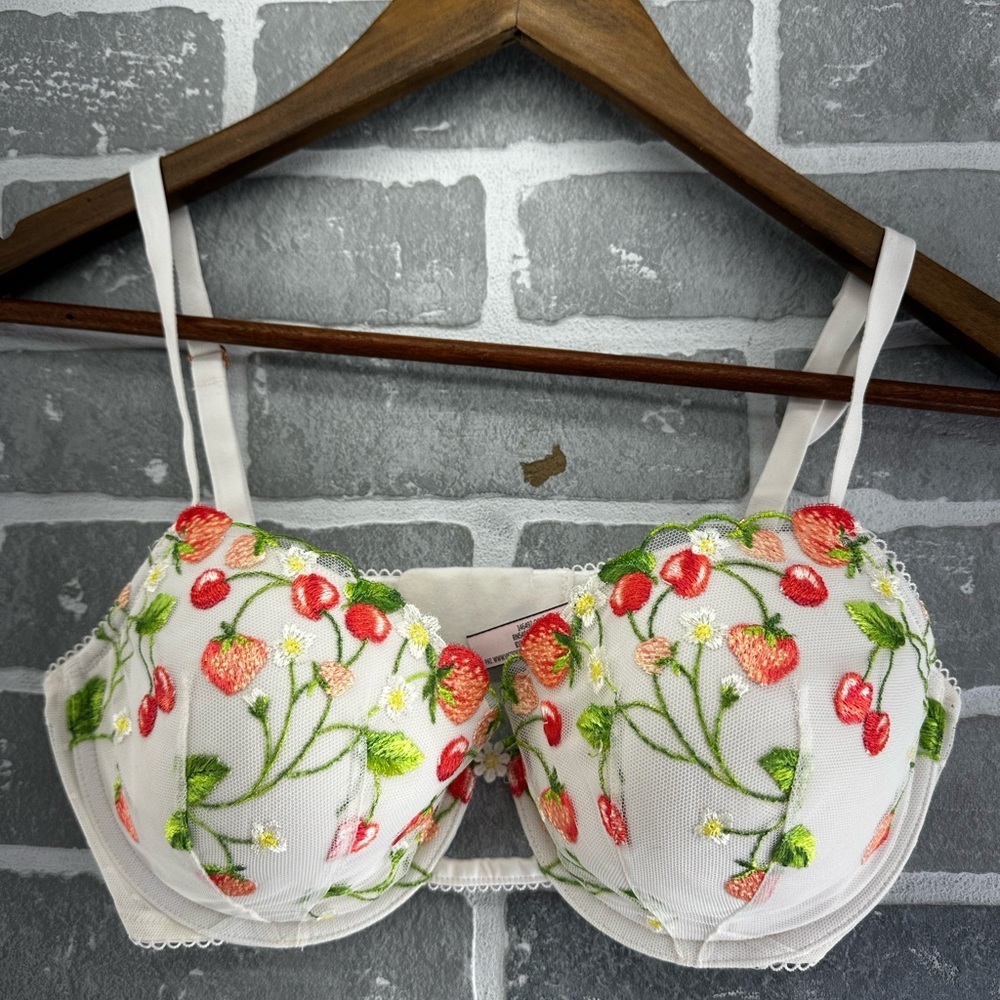 Victoria’s Secret Dream Angels Lightly-Lined Strawberry Embroidery Demi Bra - Picture 1 of 8